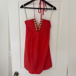 Shoshanna Halter Dress with gold beading